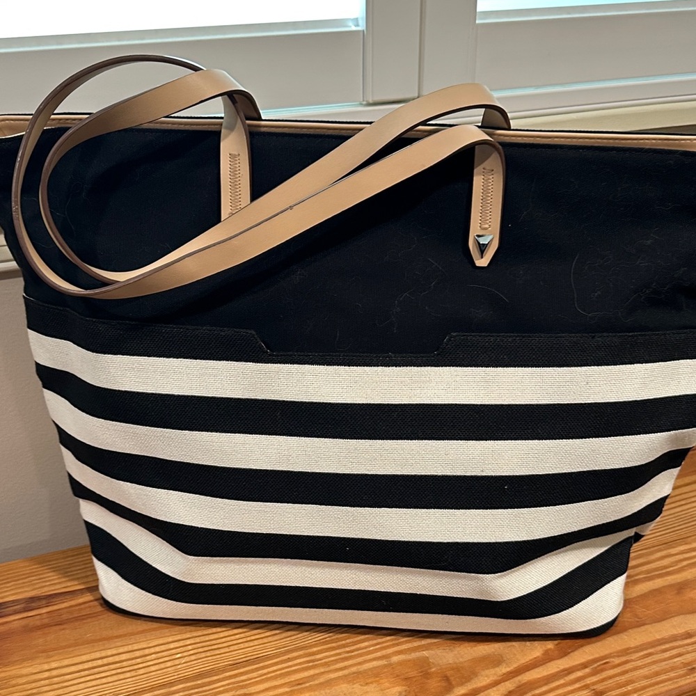 Stella & Dot Navy and White Striped Tote Bag